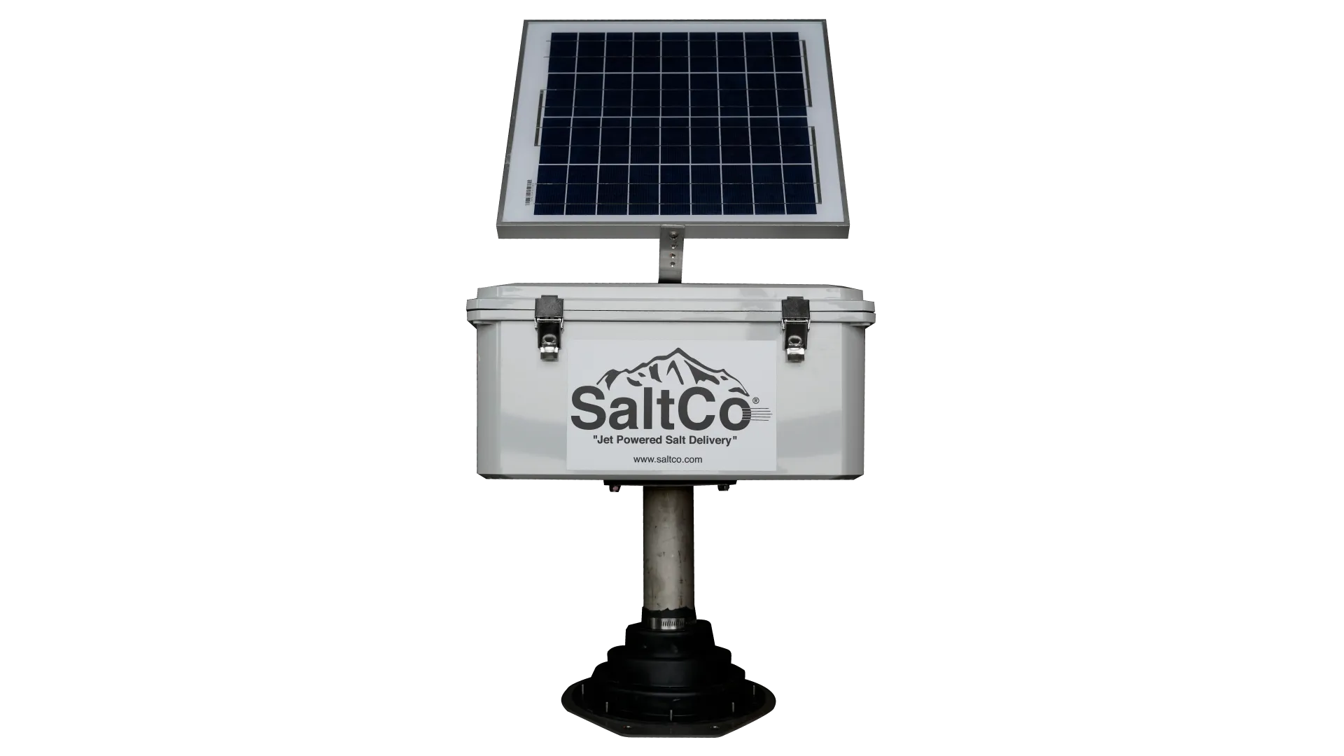Industrial solar-powered salt level sensor for bulk salt silo monitoring in harsh environments